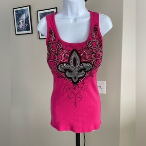 VOCAL Pink Embellished Tank Top